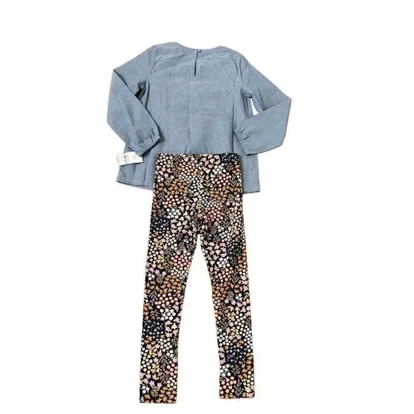 Carter’s NEW Chambray Top & Floral Leggings Ser Size 7 - Picture 2 of 6
